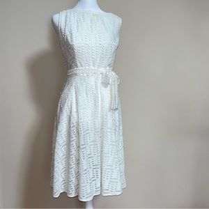 White dress with waist tie